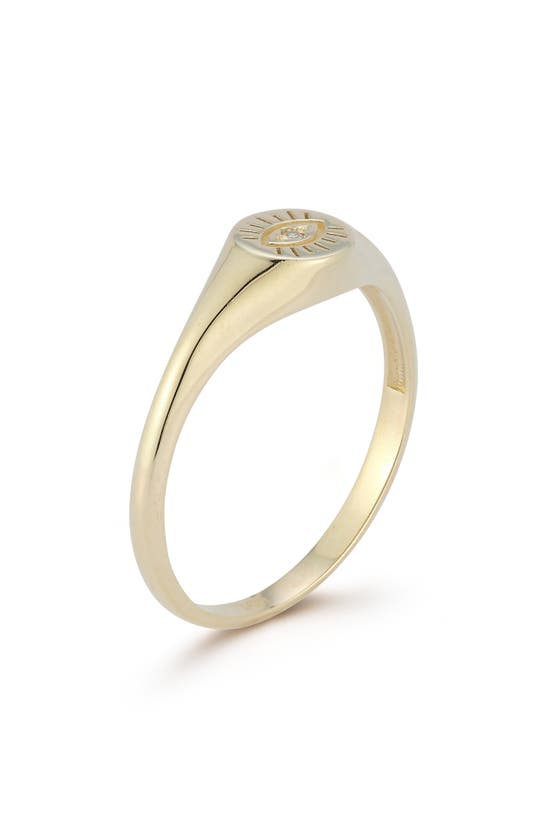 Ember Fine Jewelry Evil Eye Diamond Signet Ring In 14k Gold