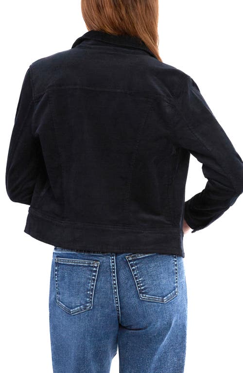 Wash Lab Denim Crop Cord Jacket In Sleek Black
