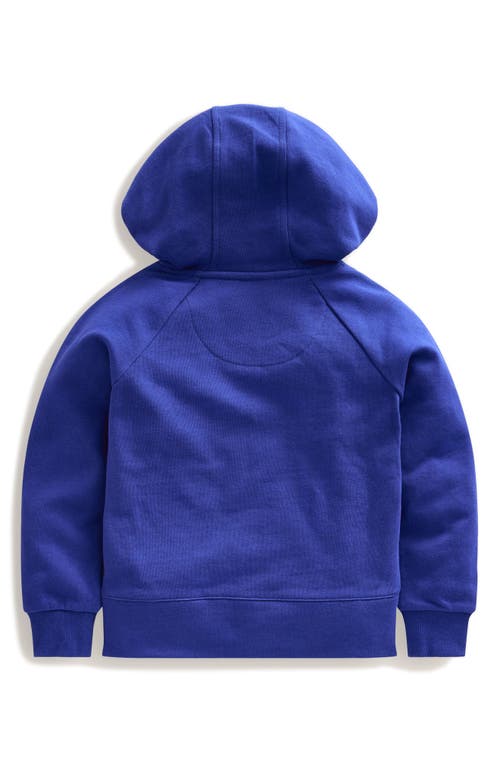 Shop Boden Mini  Kids' Raccoon Embroidered Cotton Graphic Hoodie In Brilliant Blue