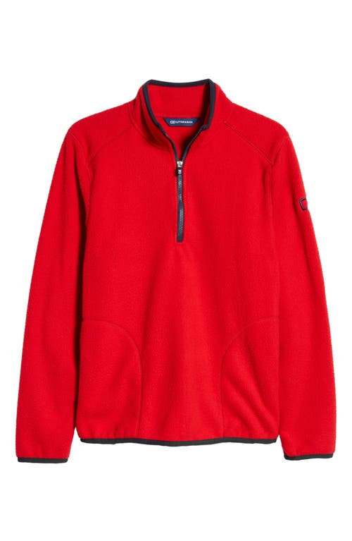 Cutter & Buck Cascade Fleece Pullover In Red/navy Blue