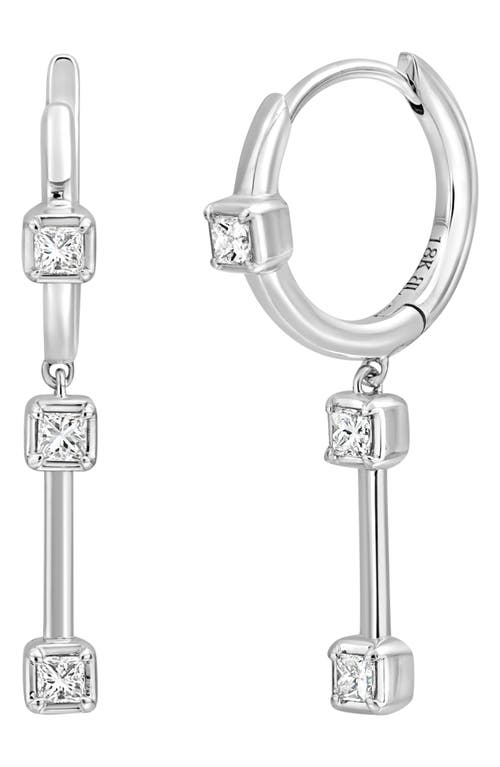 Aviva Diamond Station Drop Hoop Earrings in 18K White Gold