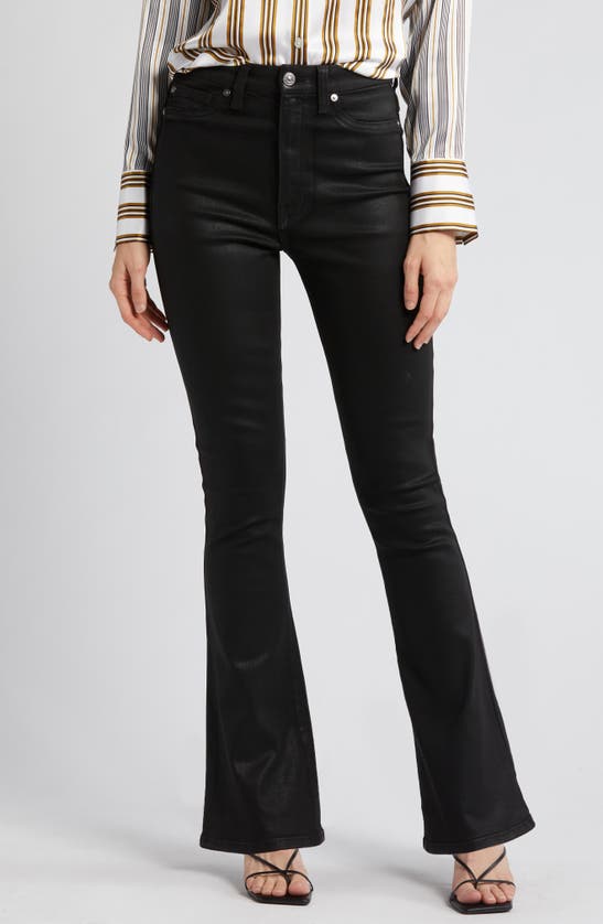 Shop 7 For All Mankind Tailorless Coated Ultra High Waist Skinny Bootcut Jeans In Coated Black