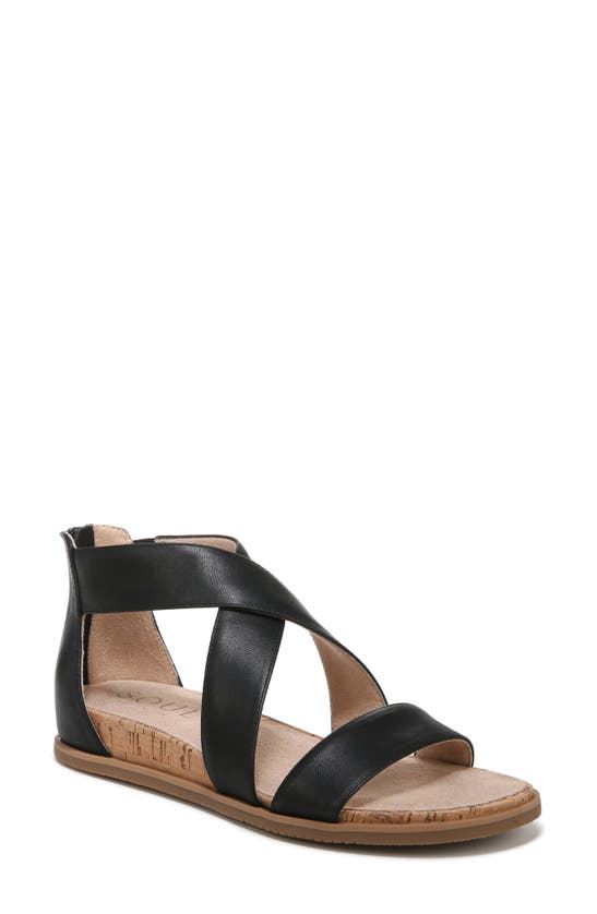 Natural Soul Cindi Strappy Sandal In Black Smooth Synthetic