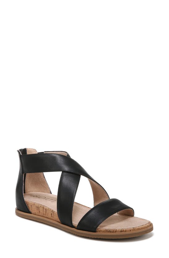 Shop Natural Soul Cindi Strappy Sandal In Black Smooth Synthetic