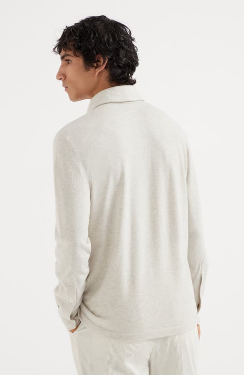 Shop Brunello Cucinelli Cashmere Knit Polo In Stone Grey