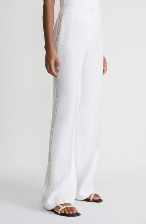 Sullivan Crochet Outseam Linen Pants in White