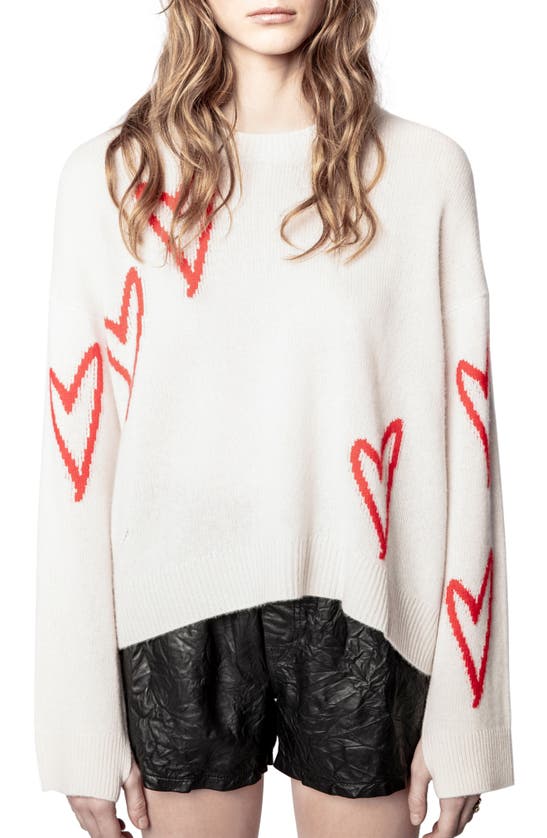 ZADIG & VOLTAIRE MARKUS HEART CASHMERE SWEATER