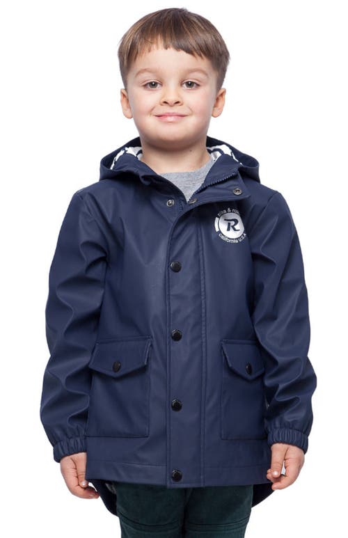 Shop Rokka&rolla Kids' Waterproof Rain Coat Rubberized Jacket In Peacoat Navy