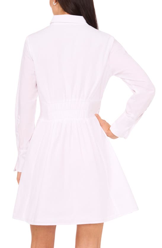 Shop Halogen (r) Long Sleeve Cotton Fit & Flare Shirtdress In Bright White