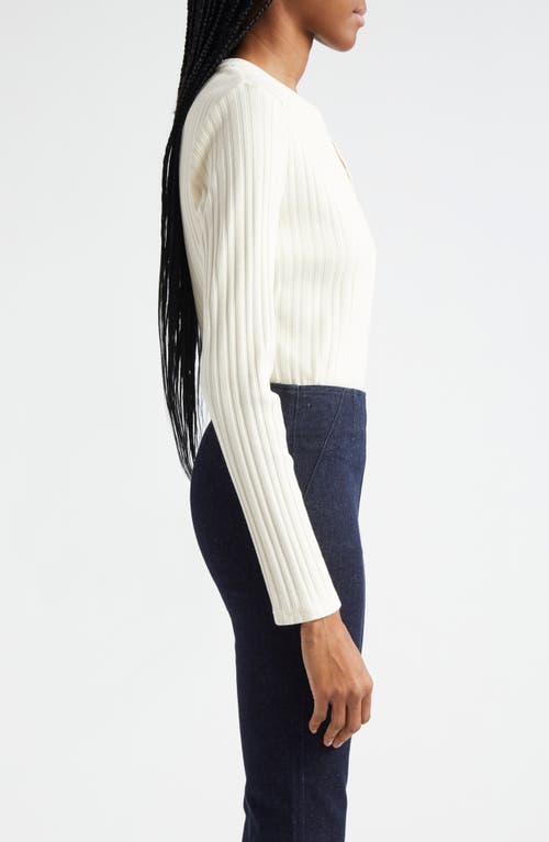 Veronica Beard Jocelyn V-neck Rib Cotton Top In Ivory