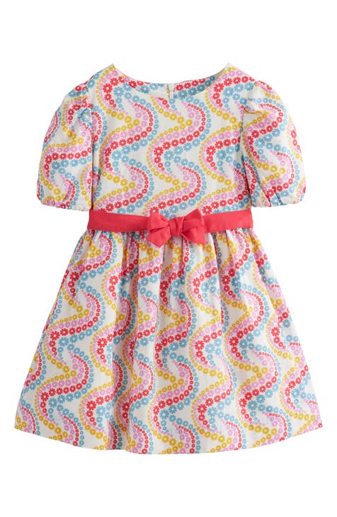 Kids' Floral Linen & Cotton Puff Sleeve Dress (Toddler, Little Kid & Big Kid)