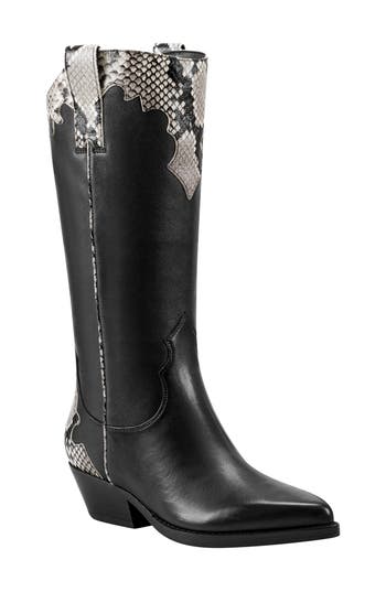 Marc Fisher Ltd Hilaria Pointed Toe Western Boot In Black/grey