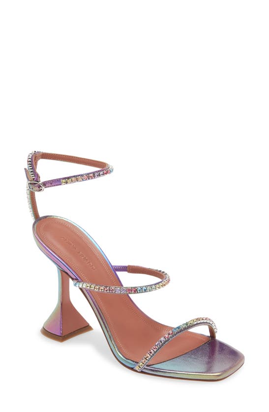 Amina Muaddi Gilda Crystal Strappy Sandal In Unicorn