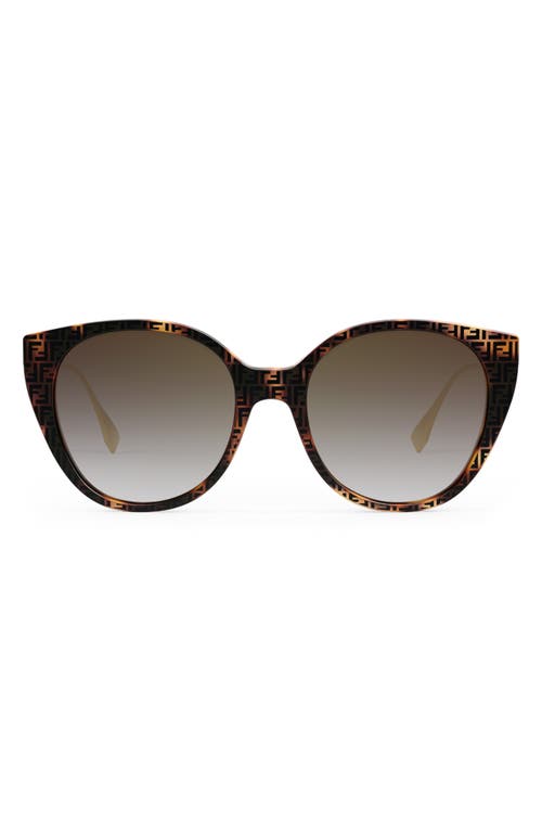 Fendi The  Baguette 54mm Round Sunglasses In Havana/gradient Brown
