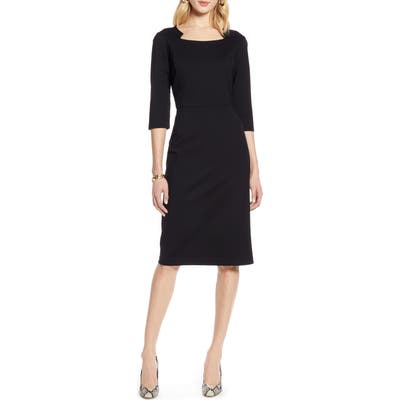 Petite Halogen Ponte Sheath Dress, Black