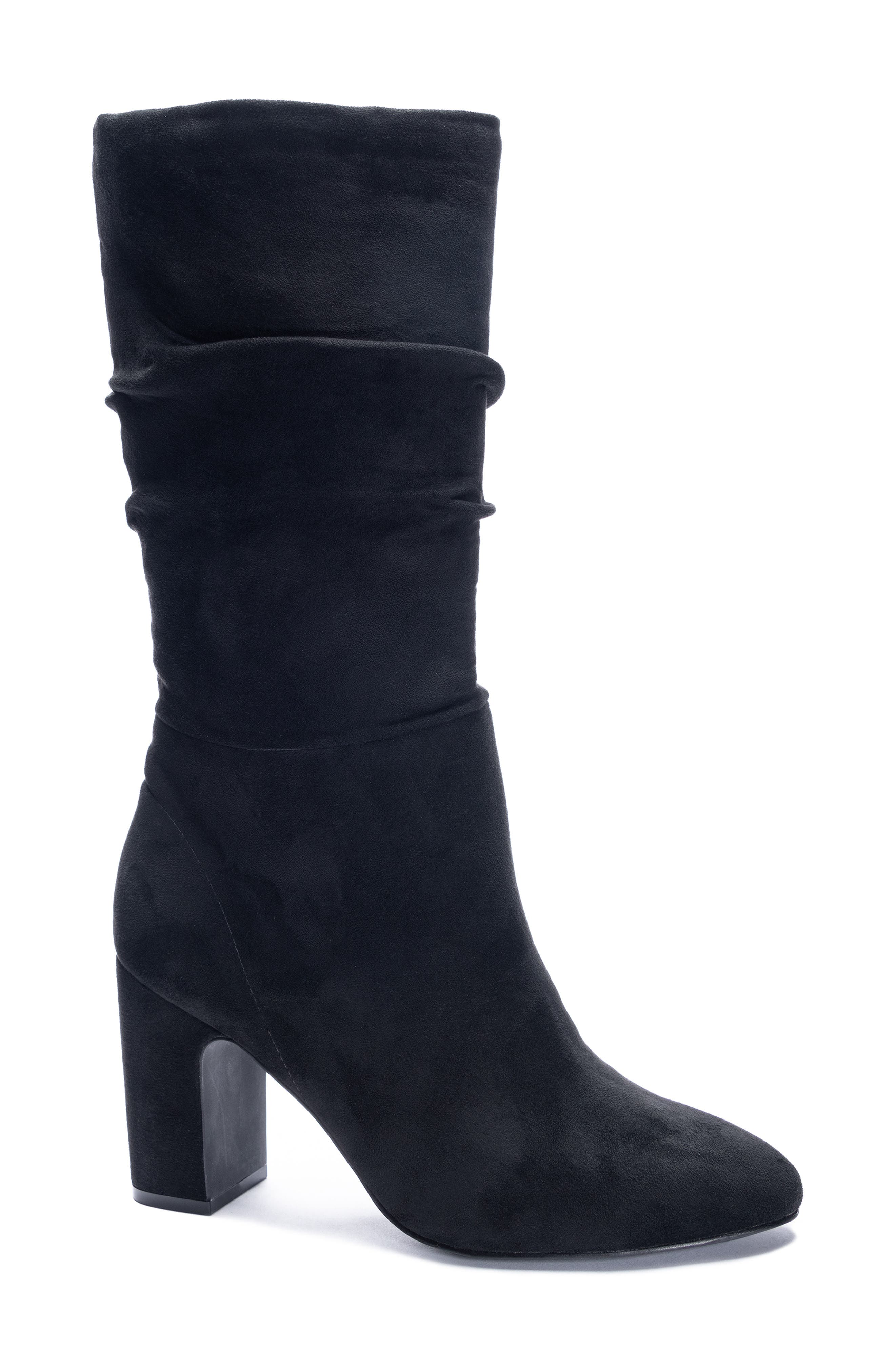 mid calf black suede womens boots