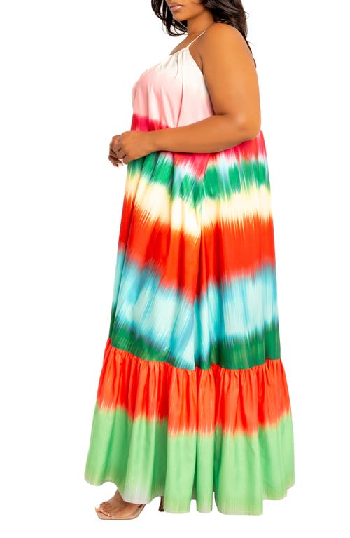 Shop Buxom Couture Gradient Stripe Maxi Dress In Orange Multi