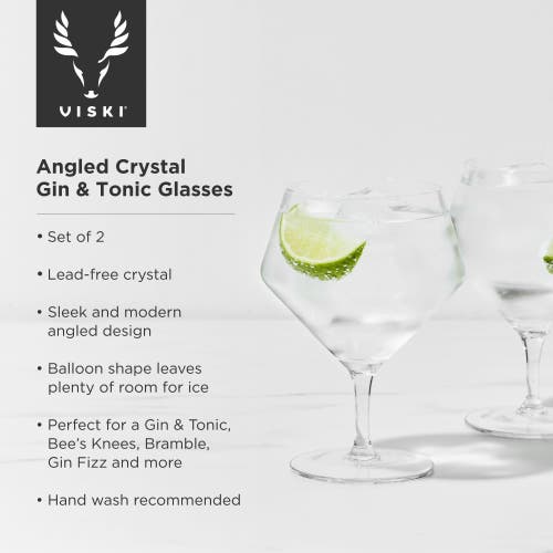 Viski Raye Crystal Angled Gin & Tonic Glasses Set Of 2 In Clear