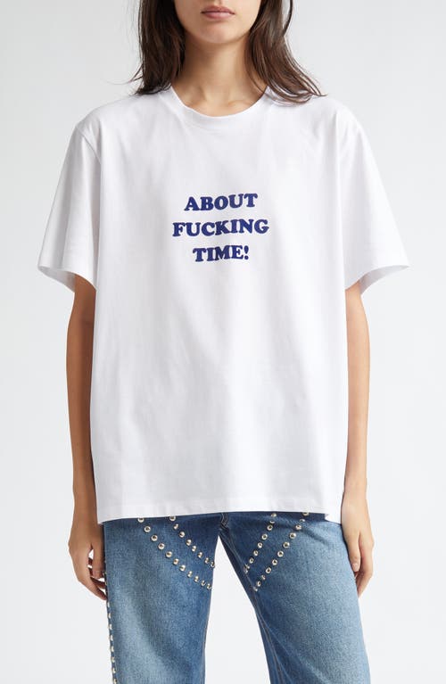 Shop Stella Mccartney About Time Cotton Graphic T-shirt In White/blue