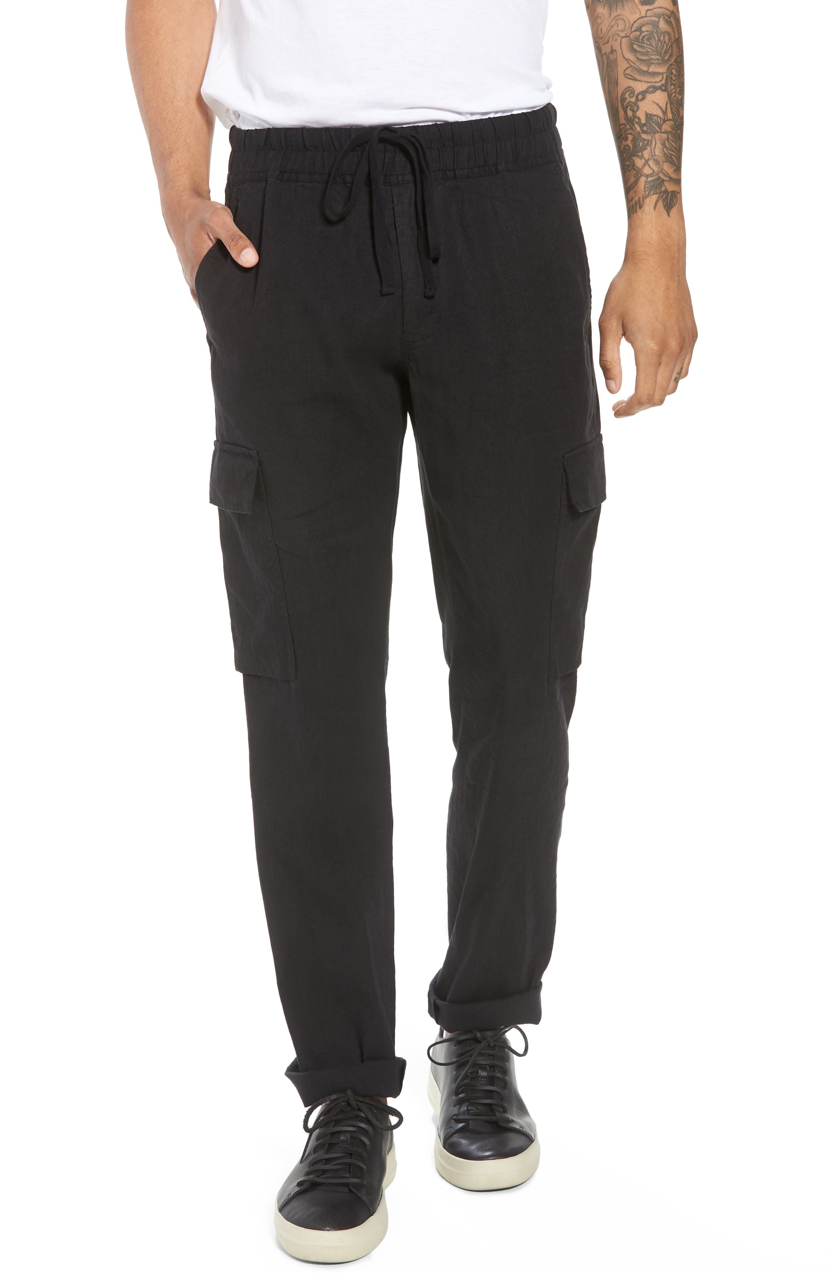 black linen cargo pants