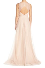 Monique Lhuillier Bridesmaids Back Cutout Pleat Tulle Gown | Nordstrom