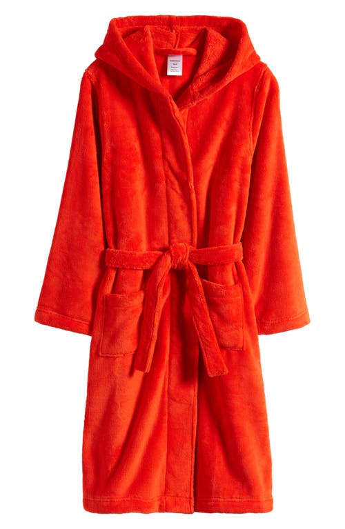 Nordstrom Kids' Hooded Robe in Red Fiery at Nordstrom, Size 2-3