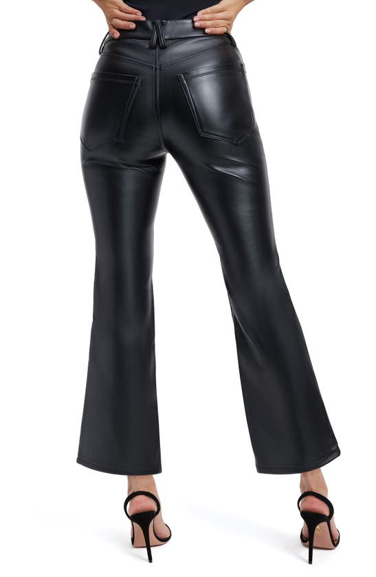 Shop Good American Good Legs Crop Faux Leather Mini Bootcut Pants In Black001