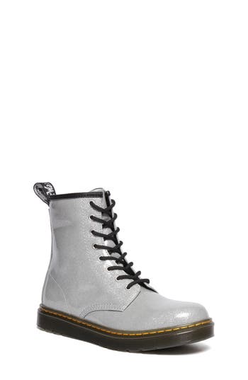 Dr. Martens' Dr. Martens Kids' Zavala Silver Coated Glitter Boot In Silver