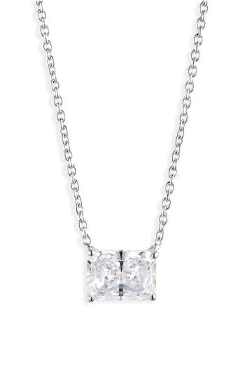 NADRI NADRI MODERN LOVE EMERALD CUT CZ PENDANT NECKLACE