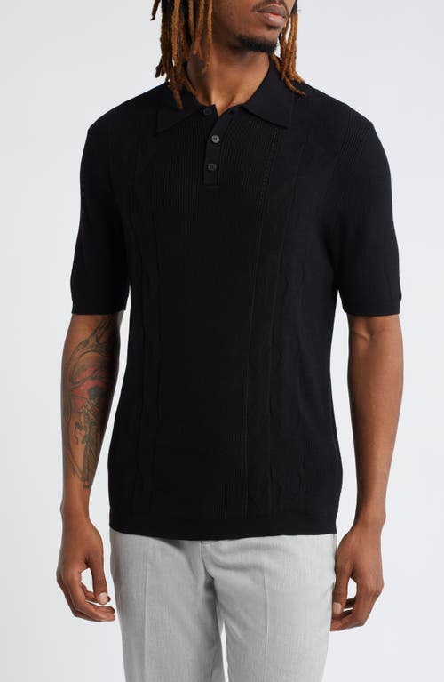 Mixed Stitch Polo in Black