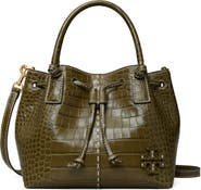 McGraw Small Drawstring Embossed Leather Satchel