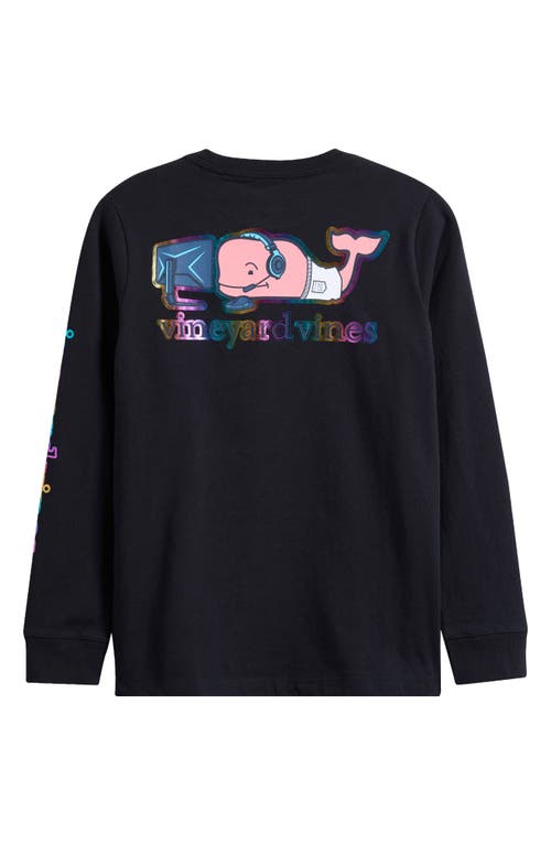 Shop Vineyard Vines Kids' Gamer Whale Long Sleeve Pocket Graphic T-shirt In Black