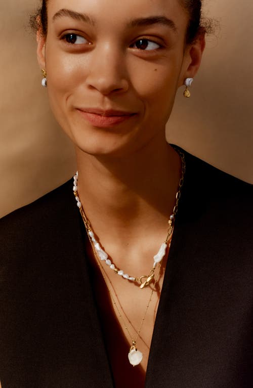 Monica Vinader X Amy Powney Keshi Pearl Necklace In 18ct Gold Vermeil/pearl