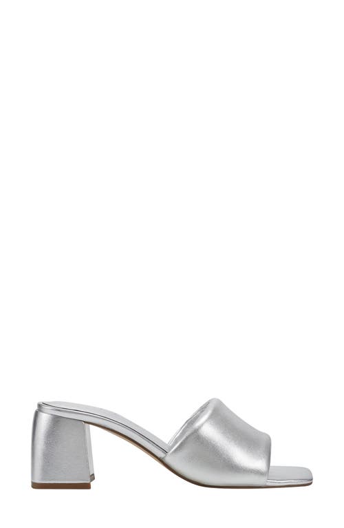 Marc Fisher Ltd Metallic Block-heel Slide Sandals In Silver