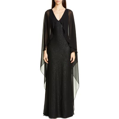 St. John Collection Sculpted Sequin Tuck Knit Gown, Black