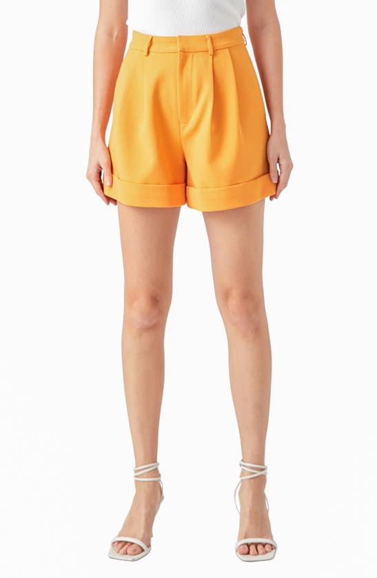 Shop Endless Rose Pintucked Shorts In Clementine