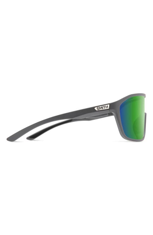 Smith Boomtown 135mm Chromapop™ Polarized Shield Sunglasses In Matte Cement/green Mirror