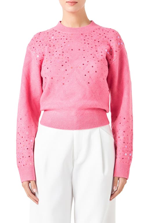 Endless Rose Sequin Crewneck Sweater Pink at Nordstrom,