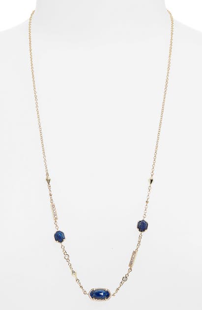 Kendra Scott Maddie Long Station Necklace In Gold/ Blue Lapis | ModeSens