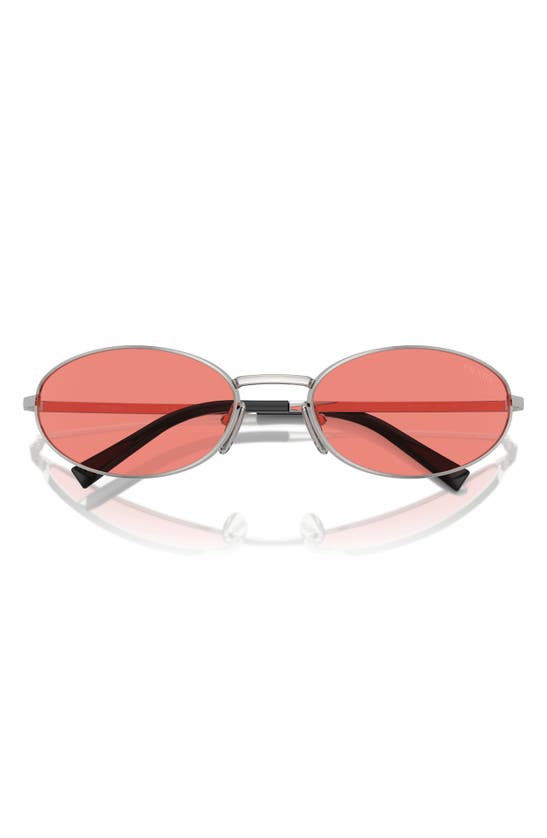 Shop Prada 59mm Oval Sunglasses In Silver