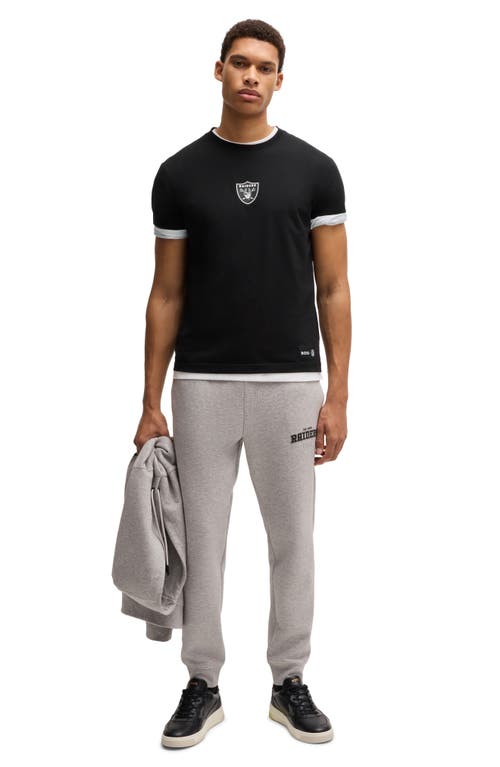 Shop Hugo Boss Boss X Nfl Stretch Cotton Graphic T-shirt In Las Vegas Raiders - Black