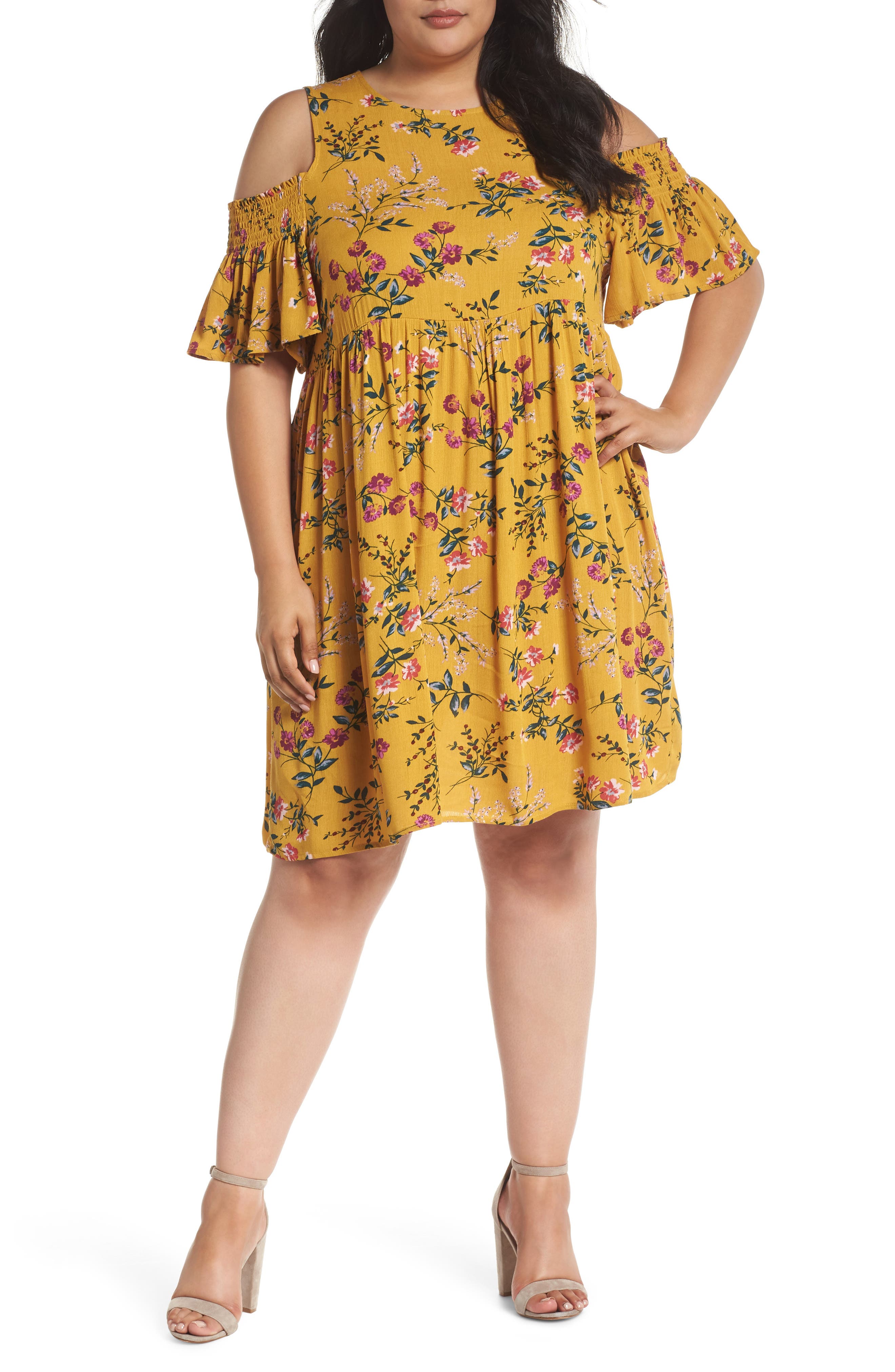 cold shoulder smock dress