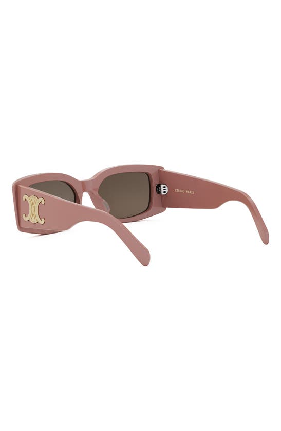 Shop Celine Triomphe 53mm Rectangular Sunglasses In Shiny Pink / Brown