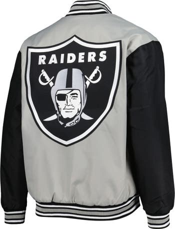 JH Design Las Vegas Raiders Poly Twill Varsity Jacket - Black 3X-Large