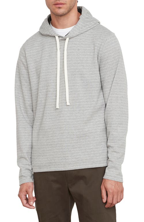 Vince Double Knit Stripe Hoodie in Heather Grey/Off White at Nordstrom, Size X-Small