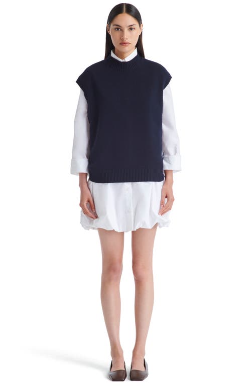 Shop Twp Merritt Mock Neck Cashmere Sweater Vest In Midnight