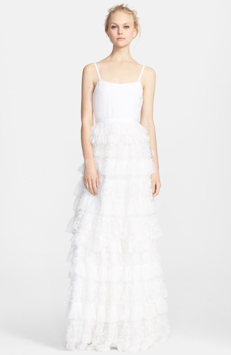 Alice + Olivia Ruffle Tiered Lace Gown | Nordstrom
