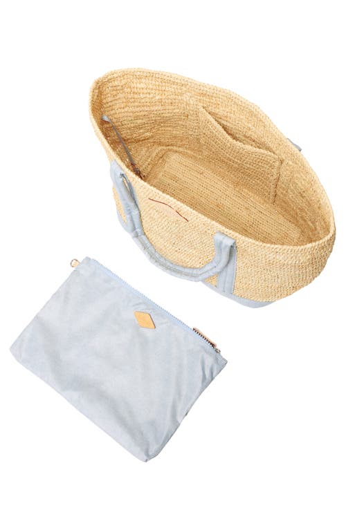 Mz Wallace Medium Raffia Tote In Raffia/chambray