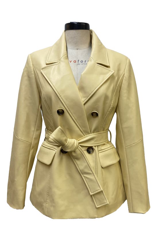SANCTUARY BELTED FAUX LEATHER BLAZER