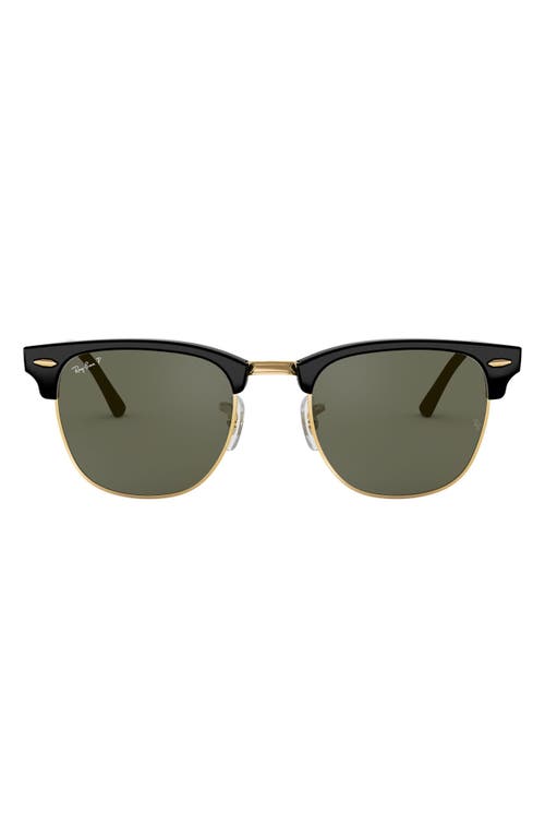 Ray Ban Ray-ban 49mm Polarized Browline Sunglasses In Black